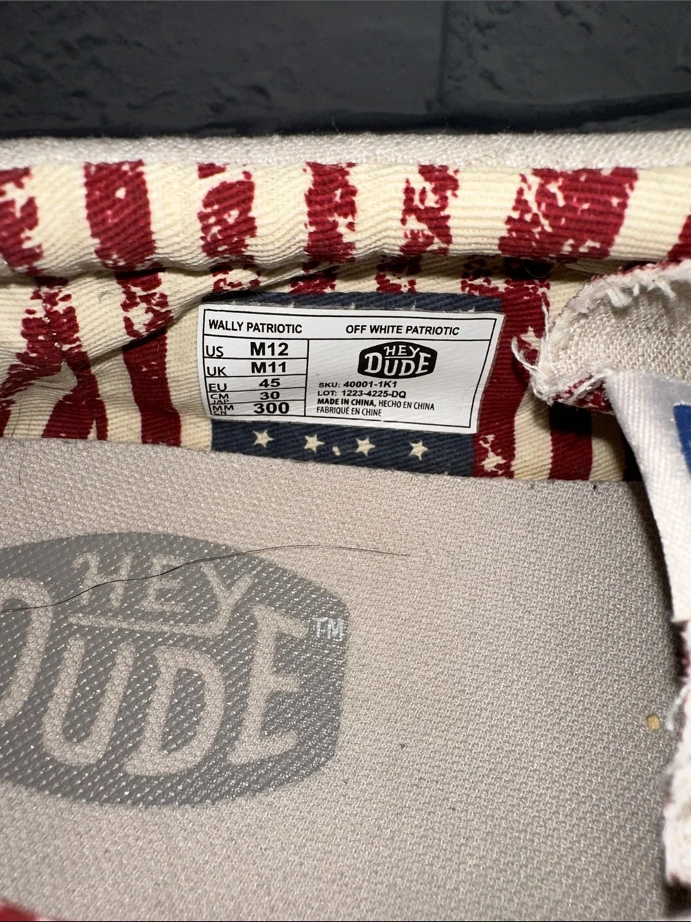 Hey Dude Patriotic Shoes Size 12